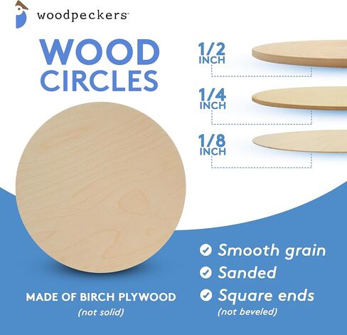 Wood Circles 12 inch 1/2 inch Thick, Unfinished Birch Plaques, Pack of 1 12 inch Wood Circle for Crafts and Blank Sign Rounds, by Woodpeckers in Saudi Arabia