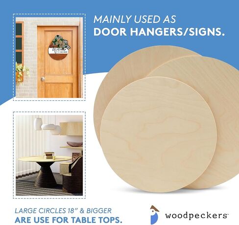 Wood Circles 12 inch 1/2 inch Thick, Unfinished Birch Plaques, Pack of 1 12 inch Wood Circle for Crafts and Blank Sign Rounds, by Woodpeckers in Saudi Arabia