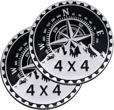 2 PCS Car Emblem, 4 x 4 Metal Automotive Badge, 3D Round Metal Car Badges Emblems, Car Badge Decals Stickers Compatible with Jeep Wrangler Vehicles Trucks SUV RV (2NG AMENDMENT) in Saudi Arabia