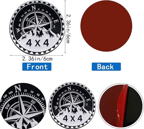 2 PCS Car Emblem, 4 x 4 Metal Automotive Badge, 3D Round Metal Car Badges Emblems, Car Badge Decals Stickers Compatible with Jeep Wrangler Vehicles Trucks SUV RV (2NG AMENDMENT) in Saudi Arabia