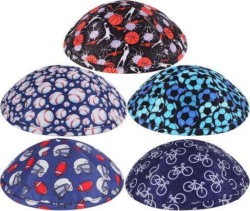 Zion Judaica Sports Kippah للبالغين والأولاد نمط Ballgame Kippot مقاس 6 بوصات Skullcap Yamaka للبار/Bat Mitzvah Chuppah Wedding in Kuwait