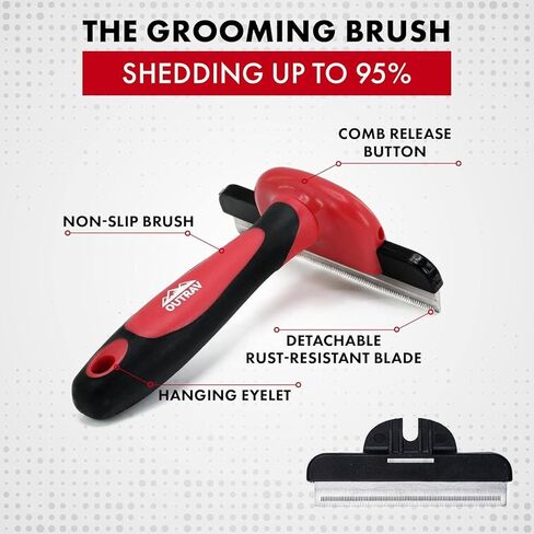 Dog Grooming Kit | Shedding Brush Dog Hair | Self Cleaning Slicker Brush for Dogs & Cats | Pro Grooming Dog Brush Effectively Reduces Shedding Fur | Pet Hair Remover Brush Gloves | Dog Brush Set in Kuwait