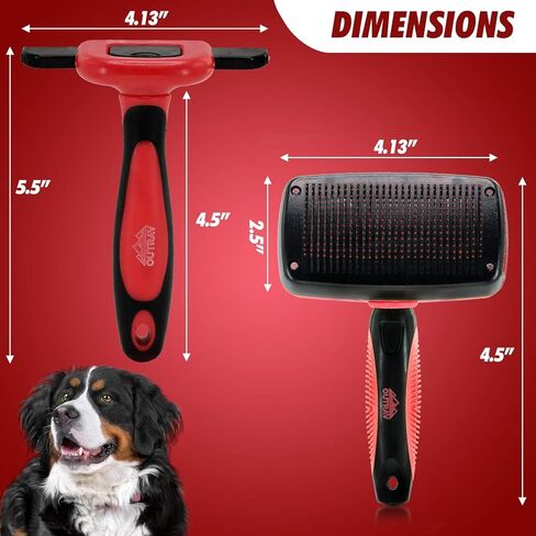 Dog Grooming Kit | Shedding Brush Dog Hair | Self Cleaning Slicker Brush for Dogs & Cats | Pro Grooming Dog Brush Effectively Reduces Shedding Fur | Pet Hair Remover Brush Gloves | Dog Brush Set in Kuwait