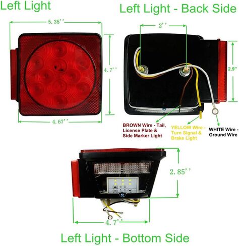 LED Waterproof Trailer Tail Lights Kit Submersible Tail Lamp Running Stop Turn Signal Brake Marker Reversing Backup Light for Truck RV Pickup Bus Towing Vehicle DC12V,Universal in Saudi Arabia