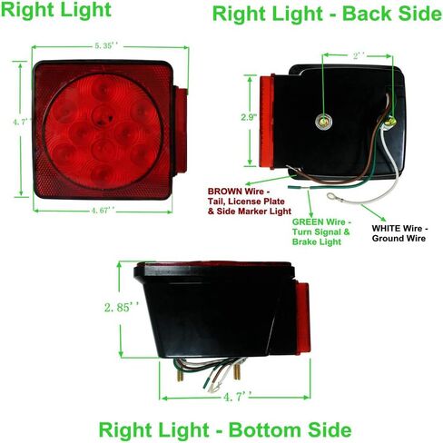 LED Waterproof Trailer Tail Lights Kit Submersible Tail Lamp Running Stop Turn Signal Brake Marker Reversing Backup Light for Truck RV Pickup Bus Towing Vehicle DC12V,Universal in Saudi Arabia