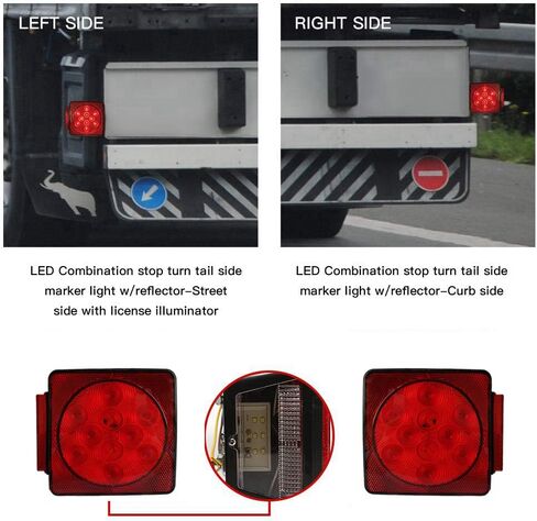 LED Waterproof Trailer Tail Lights Kit Submersible Tail Lamp Running Stop Turn Signal Brake Marker Reversing Backup Light for Truck RV Pickup Bus Towing Vehicle DC12V,Universal in Saudi Arabia