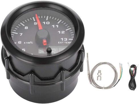 Qiilu Pyrometer Exhaust Gas Temperature EGT Gauge Kit, 7 Color 300-1300 Celsius Pyrometer Kit 2-1/16" 52mm with Sensor Black Dial Universal for Car Vehicle Automotive in Saudi Arabia