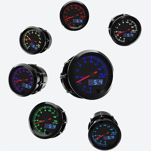 Qiilu Pyrometer Exhaust Gas Temperature EGT Gauge Kit, 7 Color 300-1300 Celsius Pyrometer Kit 2-1/16" 52mm with Sensor Black Dial Universal for Car Vehicle Automotive in Saudi Arabia