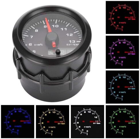 Qiilu Pyrometer Exhaust Gas Temperature EGT Gauge Kit, 7 Color 300-1300 Celsius Pyrometer Kit 2-1/16" 52mm with Sensor Black Dial Universal for Car Vehicle Automotive in Saudi Arabia