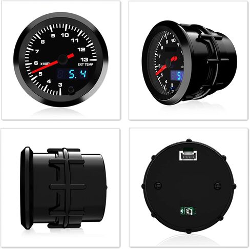 Qiilu Pyrometer Exhaust Gas Temperature EGT Gauge Kit, 7 Color 300-1300 Celsius Pyrometer Kit 2-1/16" 52mm with Sensor Black Dial Universal for Car Vehicle Automotive in Saudi Arabia