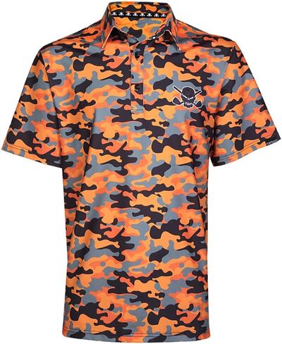 قميص جولف للرجال من TattooGolf Camo Cool-Stretch (أزرق) in Saudi Arabia