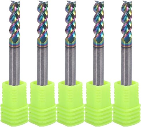 4mm Carbide Square End Mill for Aluminum & Copper Applications, 3-Flute End Mill,17mm Cutting Length, 4mm Shank,DLC Coating, CNC Router Bits, End Mill Bits, High Feed U-Type Design in Saudi Arabia