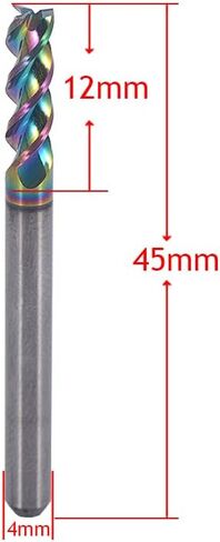 4mm Carbide Square End Mill for Aluminum & Copper Applications, 3-Flute End Mill,17mm Cutting Length, 4mm Shank,DLC Coating, CNC Router Bits, End Mill Bits, High Feed U-Type Design in Saudi Arabia