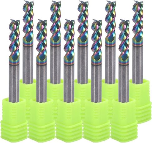 4mm Carbide Square End Mill for Aluminum & Copper Applications, 3-Flute End Mill,17mm Cutting Length, 4mm Shank,DLC Coating, CNC Router Bits, End Mill Bits, High Feed U-Type Design in Saudi Arabia