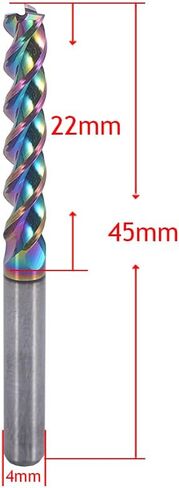 4mm Carbide Square End Mill for Aluminum & Copper Applications, 3-Flute End Mill,17mm Cutting Length, 4mm Shank,DLC Coating, CNC Router Bits, End Mill Bits, High Feed U-Type Design in Saudi Arabia