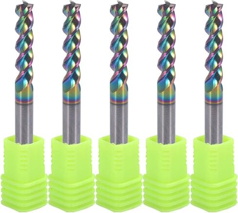 4mm Carbide Square End Mill for Aluminum & Copper Applications, 3-Flute End Mill,17mm Cutting Length, 4mm Shank,DLC Coating, CNC Router Bits, End Mill Bits, High Feed U-Type Design in Saudi Arabia