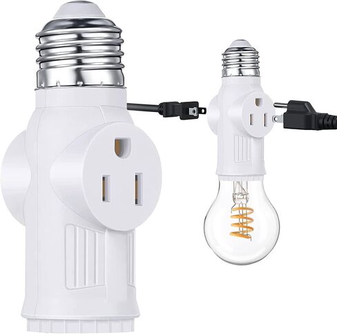 Lamp/Light Bulb Adapter, Black, E26/E27 to 2/3 Prong Plug Splitter for Indoor/Outdoor Use in Saudi Arabia