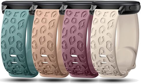 4 PACK 18mm Cheetah Leopard Engraved Silicone Band Compatible With Vivoactive 4S / Venu 3S / Venu 2S/ Vivomove 3S, Soft Sport Release Waterproof Replacement Wristband Strap for Garmin Forerunner 255s in Kuwait