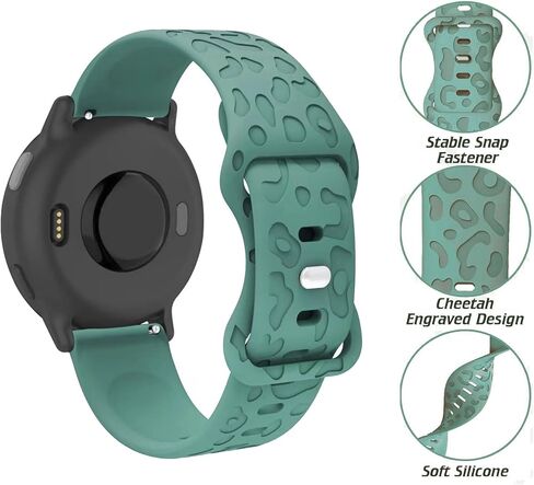 4 PACK 18mm Cheetah Leopard Engraved Silicone Band Compatible With Vivoactive 4S / Venu 3S / Venu 2S/ Vivomove 3S, Soft Sport Release Waterproof Replacement Wristband Strap for Garmin Forerunner 255s in Kuwait