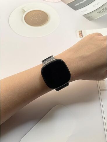 Metal Bands Compatible with Fit bit Versa 3/Versa 4/Sense/Sense 2 Bands for Women/Men, Breathable Stainless Steel Loop Mesh Wristband for Fit bit Versa 3/Versa 4 in Saudi Arabia