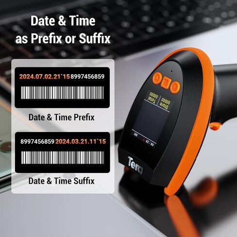 Tera Barcode Scanner Wireless 2D مع حامل: إصدار Pro، لوحة مفاتيح شاشة الإعداد الرقمي تعمل مع بلوتوث 2.4G لاسلكي USB سلكي، سرعة مسح ضوئي فائقة السرعة، قارئ الرمز الشريطي المحمول HW0009-Z in Saudi Arabia
