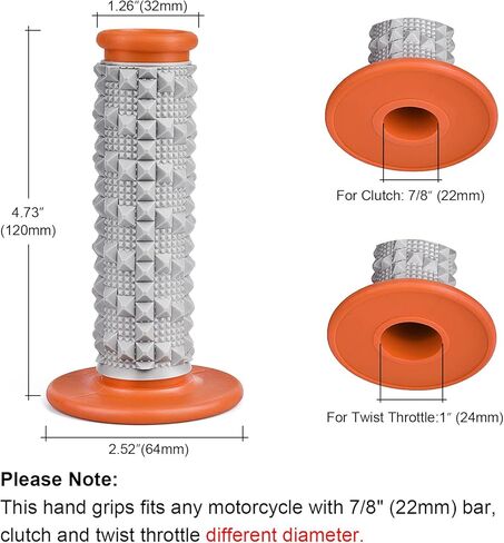 مقابض مقود الدراجة النارية، مقبض مقود الدراجة الترابية، برتقالي/أسود غير قابل للانزلاق، مقبض مطاطي مريح لمقبض مقود الدراجة الترابية in Kuwait