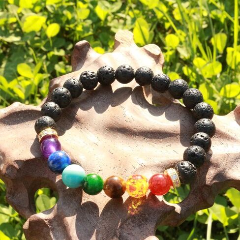 2pcs lava rock 7 chakra healing bracelet Handmade Jewelry Gifts for men women 8mm Crystal Bracelets Relief anxiety Yoga Beads Bracelets in Saudi Arabia