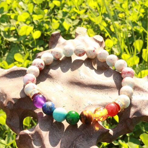 2pcs lava rock 7 chakra healing bracelet Handmade Jewelry Gifts for men women 8mm Crystal Bracelets Relief anxiety Yoga Beads Bracelets in Saudi Arabia