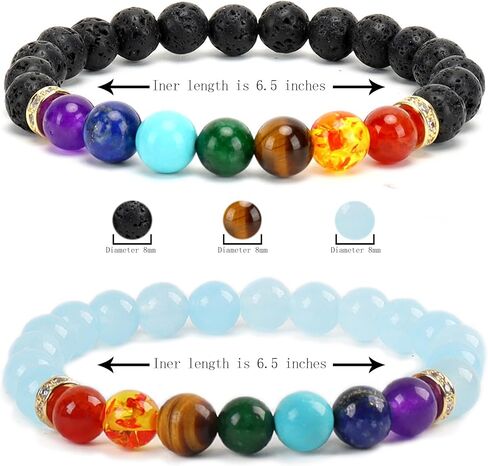 2pcs lava rock 7 chakra healing bracelet Handmade Jewelry Gifts for men women 8mm Crystal Bracelets Relief anxiety Yoga Beads Bracelets in Saudi Arabia