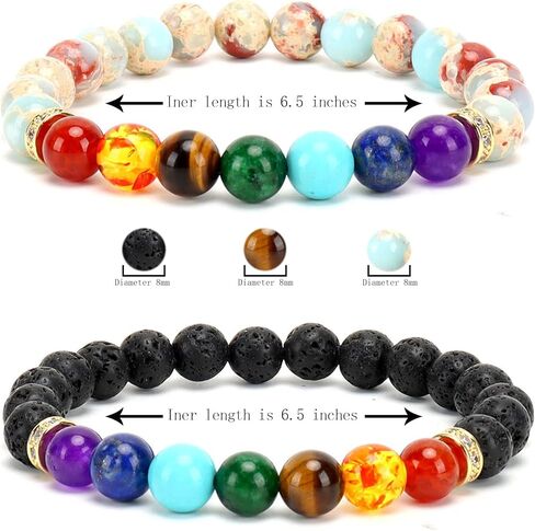 2pcs lava rock 7 chakra healing bracelet Handmade Jewelry Gifts for men women 8mm Crystal Bracelets Relief anxiety Yoga Beads Bracelets in Saudi Arabia
