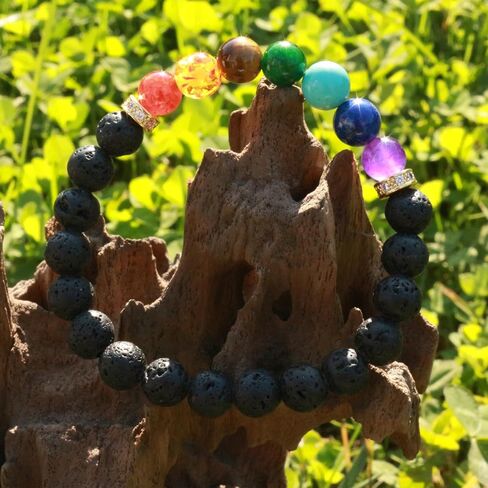 2pcs lava rock 7 chakra healing bracelet Handmade Jewelry Gifts for men women 8mm Crystal Bracelets Relief anxiety Yoga Beads Bracelets in Saudi Arabia