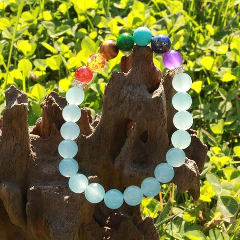 2pcs lava rock 7 chakra healing bracelet Handmade Jewelry Gifts for men women 8mm Crystal Bracelets Relief anxiety Yoga Beads Bracelets in Saudi Arabia