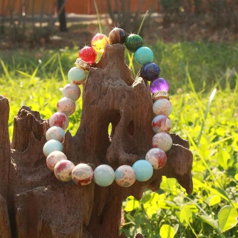2pcs lava rock 7 chakra healing bracelet Handmade Jewelry Gifts for men women 8mm Crystal Bracelets Relief anxiety Yoga Beads Bracelets in Saudi Arabia