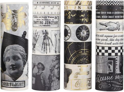 مجموعة شريط واشي خفيف وظلال، 20 لفة، عرض 5/10/15/20/25/30/40/100 مم، فيلم، صور فوتوغرافية، عنصر الساعات، شريط لاصق ذهبي لسجل القصاصات، مجلة رصاصة، تغليف الهدايا (2 متر) in Kuwait