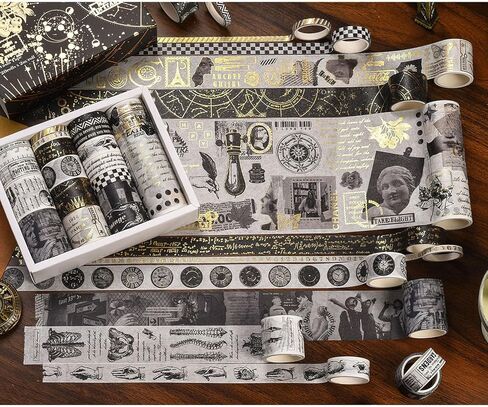 مجموعة شريط واشي خفيف وظلال، 20 لفة، عرض 5/10/15/20/25/30/40/100 مم، فيلم، صور فوتوغرافية، عنصر الساعات، شريط لاصق ذهبي لسجل القصاصات، مجلة رصاصة، تغليف الهدايا (2 متر) in Kuwait