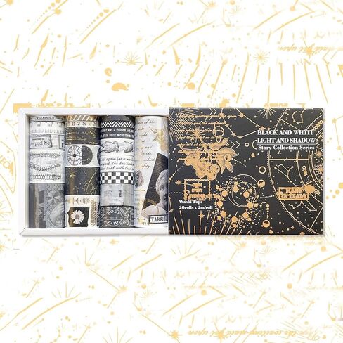 مجموعة شريط واشي خفيف وظلال، 20 لفة، عرض 5/10/15/20/25/30/40/100 مم، فيلم، صور فوتوغرافية، عنصر الساعات، شريط لاصق ذهبي لسجل القصاصات، مجلة رصاصة، تغليف الهدايا (2 متر) in Kuwait