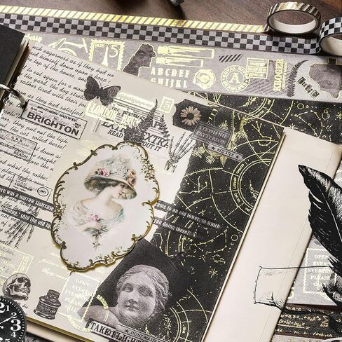 مجموعة شريط واشي خفيف وظلال، 20 لفة، عرض 5/10/15/20/25/30/40/100 مم، فيلم، صور فوتوغرافية، عنصر الساعات، شريط لاصق ذهبي لسجل القصاصات، مجلة رصاصة، تغليف الهدايا (2 متر) in Kuwait