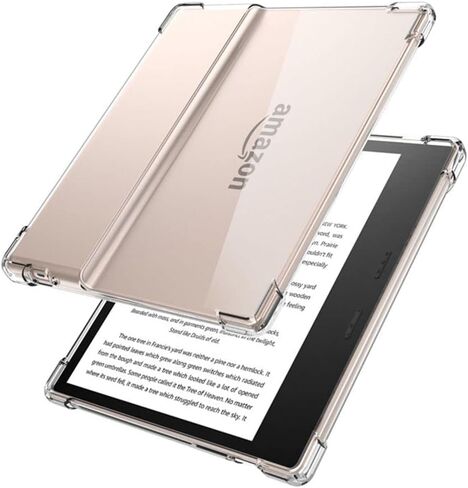DaFong Clear Case with 50 Sticker(Books Pattern) for 7 Inch Kindle Oasis (10th Generation,2019 and 9th Generation,2017) Thin Slim Lightweight Scratch Proof Silicone Rubber TPU Cover (Transparent) in Saudi Arabia
