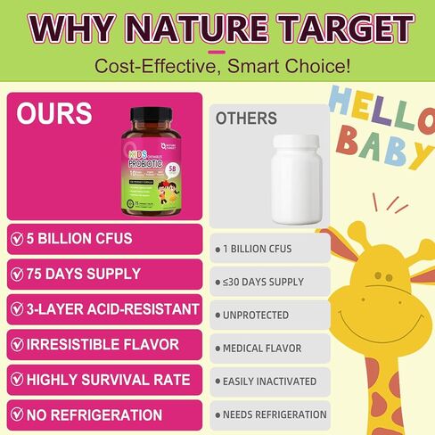 Kids Probiotic Chewable, 5 Billion CFUs Probiotics + Prebiotics For Kids Ages 3+, Kid Daily Probiotics For Digestive Health, Immune Support & Appetite Booster, Natural Strawberry Flavor, 75 Servings in Saudi Arabia