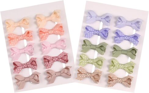 مشابك شعر الأطفال مبطنة بالكامل ولا تنزلق للشعر الناعم، فيونكات شعر منقطة، إكسسوارات شعر للأطفال، دبابيس شعر للرضع حديثي الولادة، مشابك شعر للأطفال الصغار 20 قطعة in Kuwait