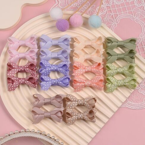 مشابك شعر الأطفال مبطنة بالكامل ولا تنزلق للشعر الناعم، فيونكات شعر منقطة، إكسسوارات شعر للأطفال، دبابيس شعر للرضع حديثي الولادة، مشابك شعر للأطفال الصغار 20 قطعة in Kuwait