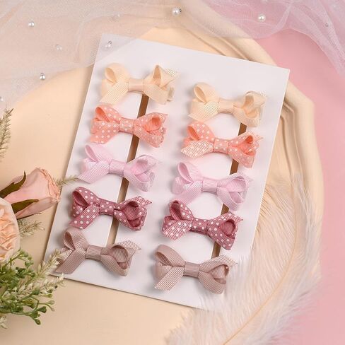 مشابك شعر الأطفال مبطنة بالكامل ولا تنزلق للشعر الناعم، فيونكات شعر منقطة، إكسسوارات شعر للأطفال، دبابيس شعر للرضع حديثي الولادة، مشابك شعر للأطفال الصغار 20 قطعة in Kuwait