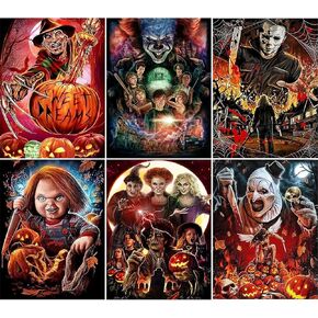 Horror Diamond Art Kits for Adults, Halloween Diamond Painting Kits for Beginner, 5D DIY Diamond Dots Full Drill Crafts for Gem Art Dot Art for Adults Home Wall Decor for Teens Boys Girls 14x14 inch in Saudi Arabia