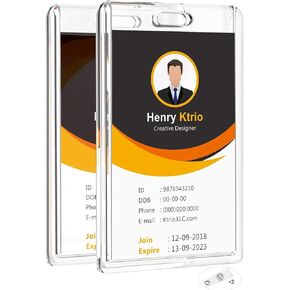 KTRIO ID Badge Holder, Clear Acrylic Card Holder with Thumb Slot, Holds 2 Cards, Vertical Badge Holder for Nurses, Students, Office Staff, 2 Pack in Saudi Arabia