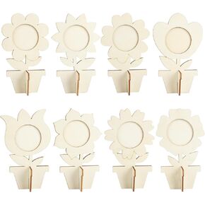 8Pcs Flower Spring Wood Crafts to Paint, Wooden Flowers Picture Frame for Craft, 3D Unfinished Spring Picture Frame Craft for Painting, DIY Mother’s Day Gifts Flower Cutouts for Painting Decorations in Kuwait