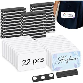 22 Pcs Sublimation Name Tag Blanks Magnetic 1.5"x3" Aluminum Name Badges Blanks Bulk with Magnetic Backing, 0.8mm Metal Sublimation Tags for DIY Employee ID Badges Office Retail School Events in Saudi Arabia
