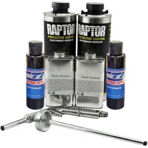 Raptor Truck Bed Liner Kit with Colored Black Metallic Tint and Spray Gun - 2 Liters - Protective Spray On Paint for Coating Trucks, Tailgates, Vehicle Undercoating - Tintable Bedliner Formula in Saudi Arabia