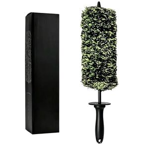 Wheel Barrel Cleaning Brush, Soft Scratch-Free Deep Reach Wheel Detailing Brush Non-Slip Handle Protective Guard, Multifunctional Auto Cleaning Brush for Rims Engine Exhaust Grille (Green) in Saudi Arabia