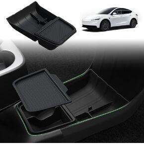 Floor Console Organizer for Tesla Model Y Standard 2025 2026, Multifunctional Aisle Storage Box for Accessories Silicone in Saudi Arabia
