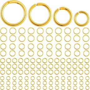 140 Pcs 18k Gold Plated Jump Rings for Jewelry Making, 4/5/6/7mm Open Jump Rings, Jewelry Finding Supplies for Earrings Necklaces Key Chains Pendants Bracelets DIY in Saudi Arabia